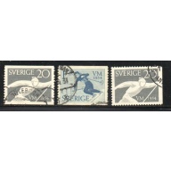 Sweden Sc  462-464 1954 Skiing Championships stamp set used