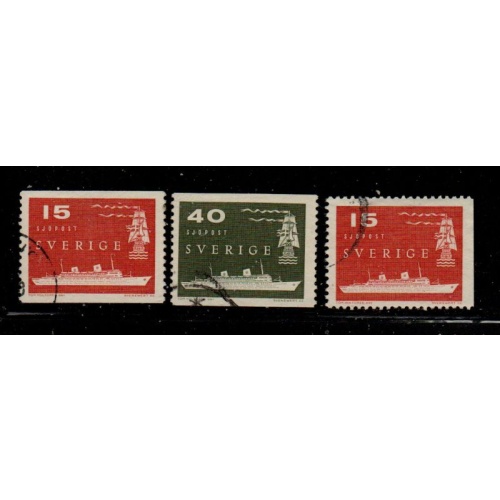 Sweden Sc  521-523 1958 Trans Atlantic Mail Service stamp set used