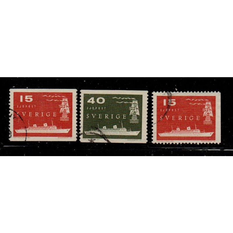 Sweden Sc  521-523 1958 Trans Atlantic Mail Service stamp set used