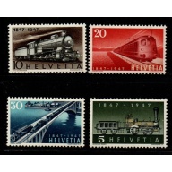 Switzerland Sc 308-311 1947 Railway Anniversary stamp set mint NH
