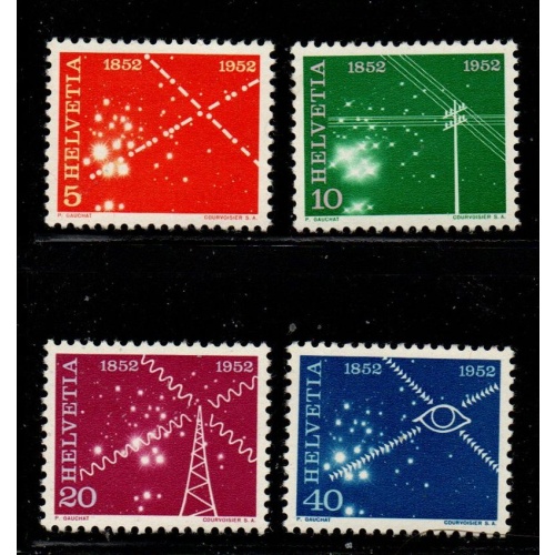 Switzerland Sc 340-343 1952 Telecommunications Anniversary stamp set mint NH