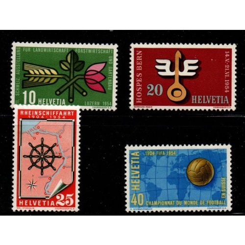 Switzerland Sc 347-350 1954 Events & Anniversaries stamp set mint NH
