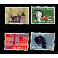 Switzerland Sc 365-368 1958 Events & Anniversaries stamp set mint NH