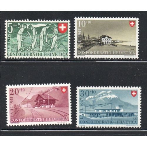 Switzerland Sc B162-65 1947 Railway Stations stamp set mint NH