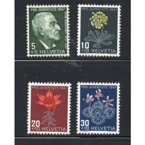 Switzerland Sc B166-69 1947 Pro Juventute Flowers stamp set mint NH