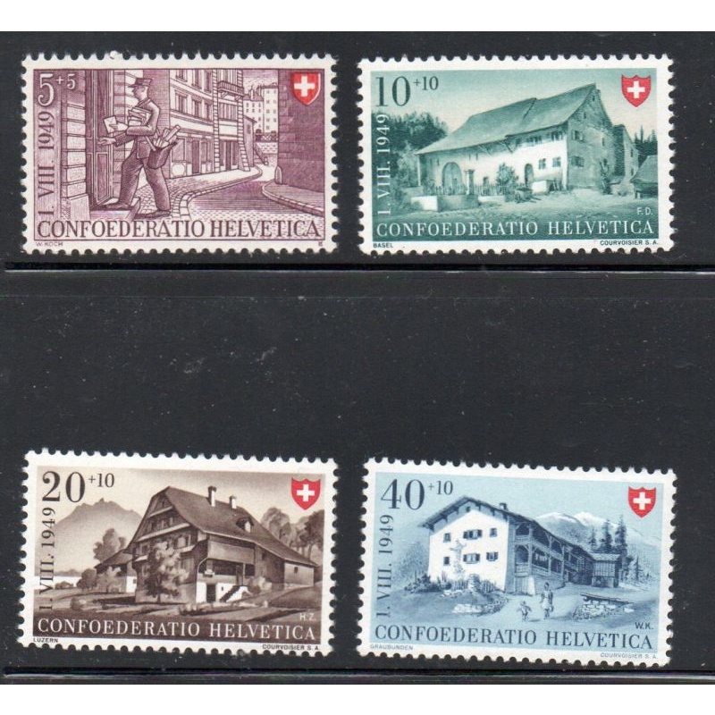 Switzerland Sc B183-86 1949 Houses Charity stamp set mint NH
