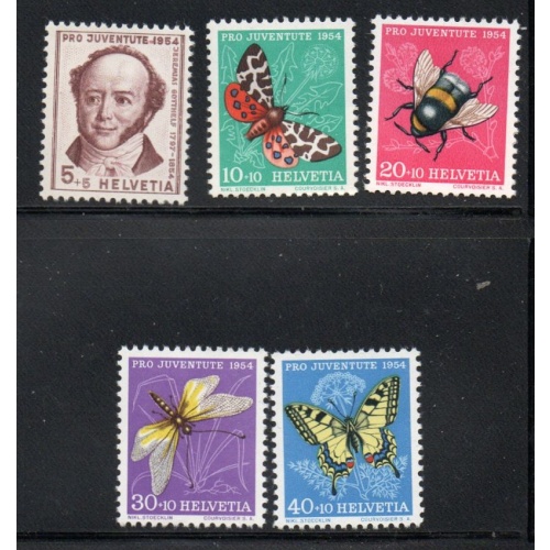 Switzerland Sc B237-41 1954 Pro Juventute, Insects, stamp set mint NH