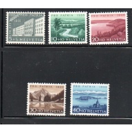 Switzerland Sc B242-46 1955  Pro Patria, views, stamp set mint NH