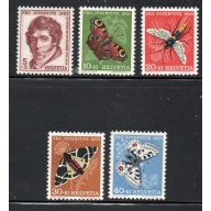 Switzerland Sc B247-51 1955  Pro Juventute, Insects, stamp set mint NH