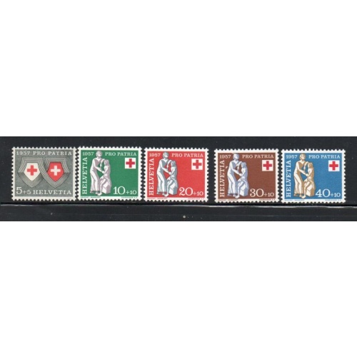 Switzerland Sc B262-66 1957 Pro Patria Red Cross stamp set mint NH