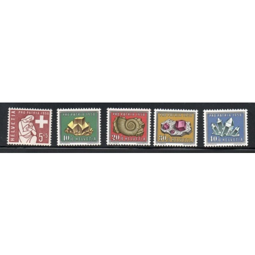 Switzerland Sc B272-76 1958 Pro Patria, Minerals, stamp set mint NH