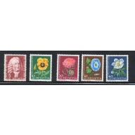 Switzerland Sc B277-81 1958 Pro Juventute Flowers stamp set mint NH
