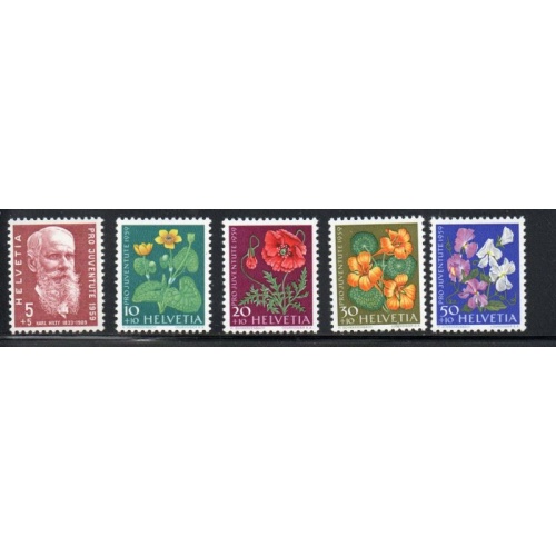 Switzerland Sc B287-91 1959 Pro Juventute Flowers stamp set mint NH