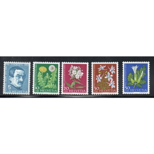 Switzerland Sc B296-302 1960 Pro Juventute Flowers stamp set mint NH