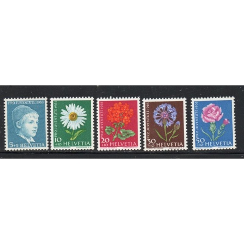 Switzerland Sc B329-33 1963  Pro Juventute Flowers stamp set mint NH