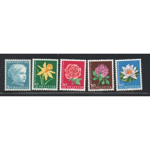 Switzerland Sc B339-43 1964 Pro Juventute Flowers stamp set mint NH
