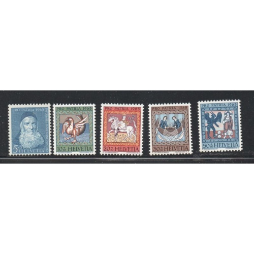 Switzerland Sc B345-49 1965 Pro Patria Ceiling Paintings stamp set mint NH