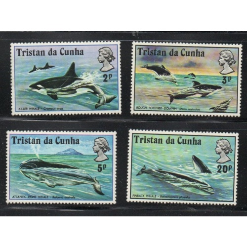 Tristan da Cunha Sc 202-205 1975 Whales stamp set mint NH