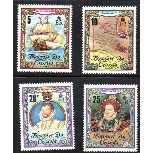 Tristan da Cunha Sc 278-281 1980 Drake's Circumnavigation stamp set mint NH