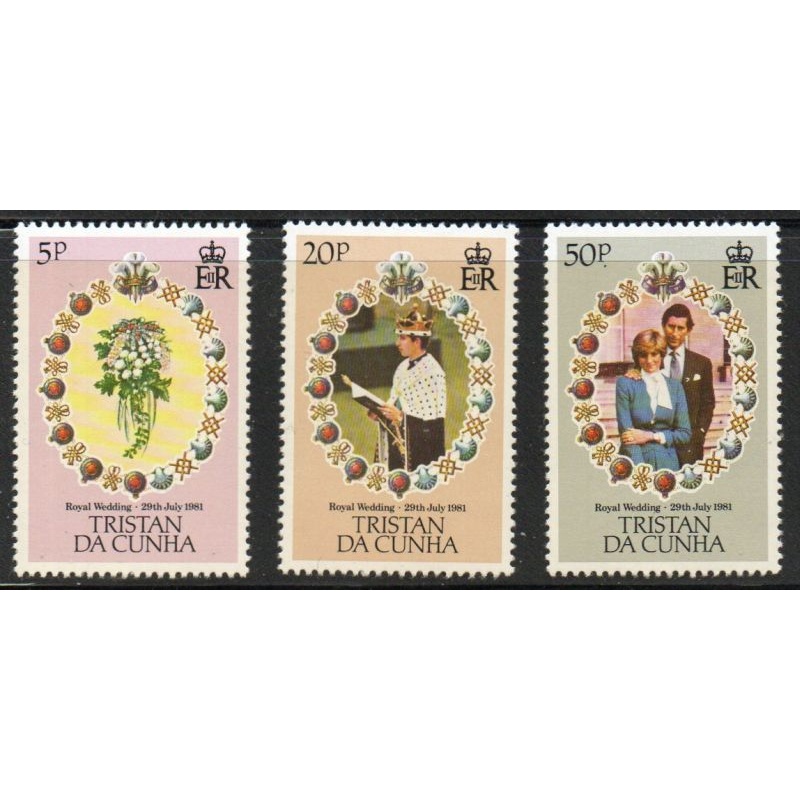 Tristan da Cunha Sc 294-296 1981 Royal Wedding Prince Charles stamp set mint NH