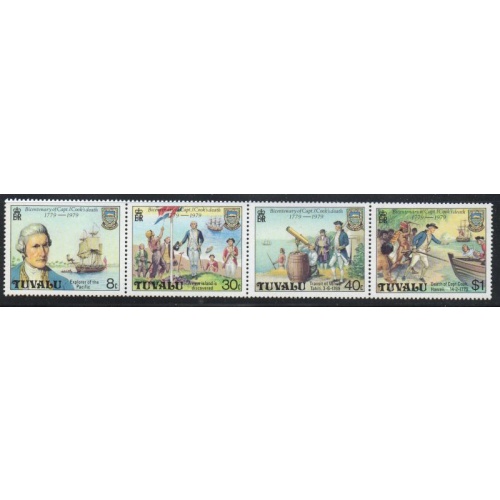 Tuvalu Sc 117a 1979 Death of Captain Cook stamp strip mint NH