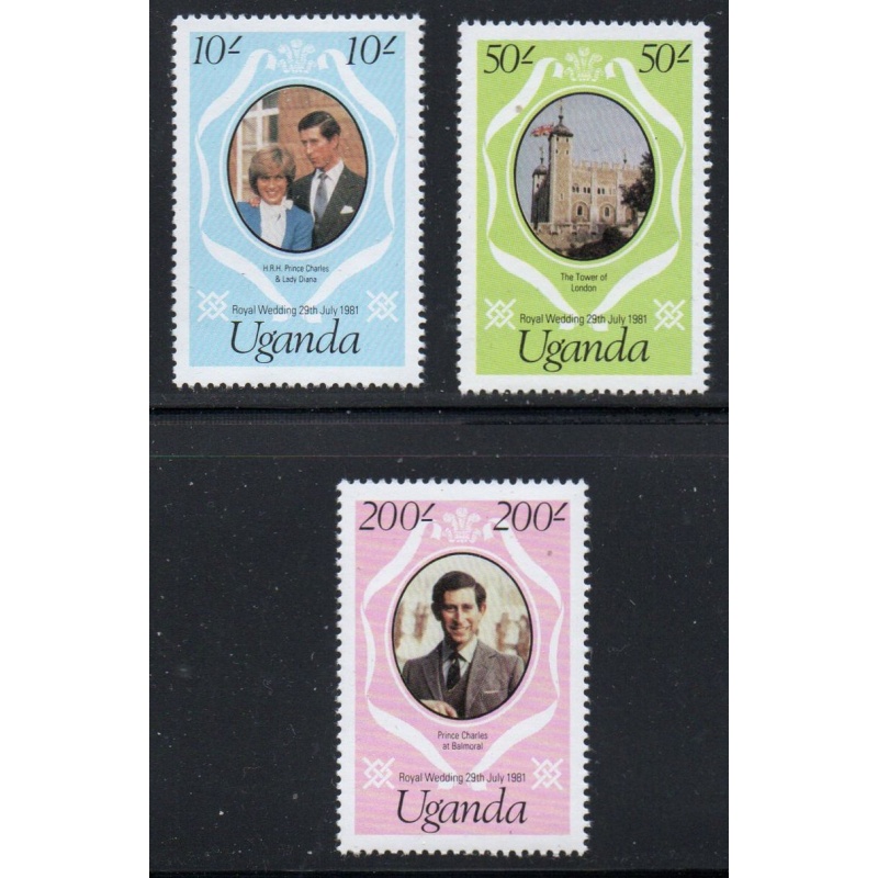 Uganda Sc 314-316 1981 Royal Wedding Charles & Diana stamp set mint NH