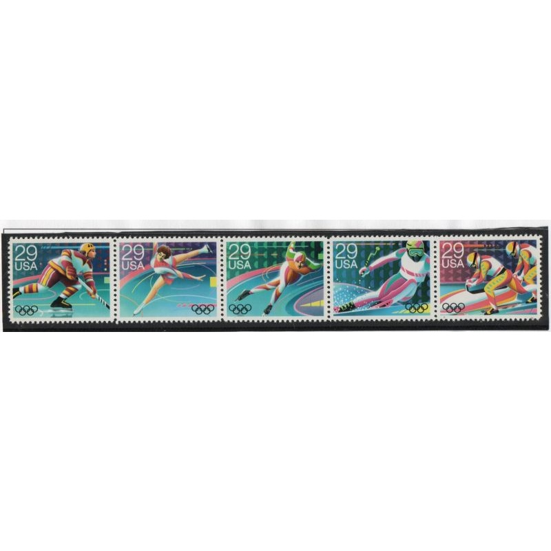 United States Sc 2615a 1992 Winter Olympics stamp strip mint NH