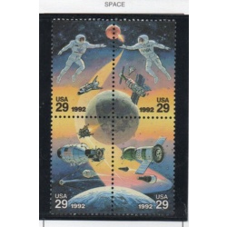 United States Sc 2631-34, 2634a 1992 Space stamp set & block of 4 mint NH