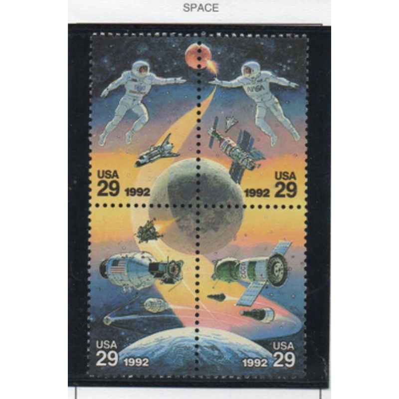 United States Sc 2631-34, 2634a 1992 Space stamp set & block of 4 mint NH