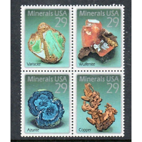 United States Sc 2703a 1992 Minerals stamp block of 4 mint NH