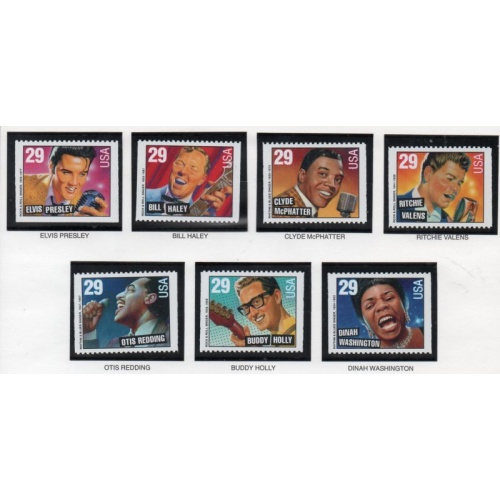 United States Sc 2731-37  1993 Rock & Roll Musicians booklet single stamps mint NH