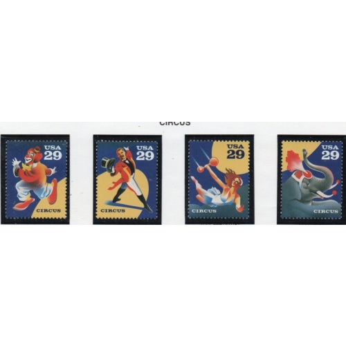 United States Sc 2750-53, 2753a Circus stamp set &  block of 4 mint NH