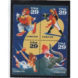 United States Sc 2750-53, 2753a Circus stamp set &  block of 4 mint NH