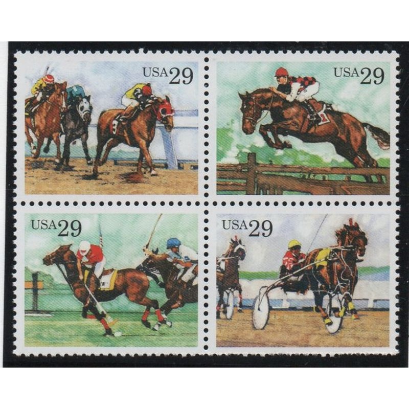 United States Sc 2759a 1993 Race Horses  block of 4 mint NH
