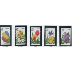 United States Sc 2760-64, 2764a 1993 Garden Flowers stamp booklet pane & singles mint NH