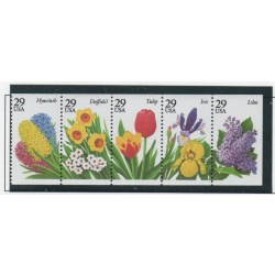 United States Sc 2760-64, 2764a 1993 Garden Flowers stamp booklet pane & singles mint NH