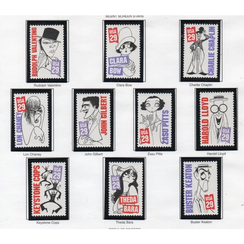 United States Sc 2819-28, 2828a 1994 Silent Screen Actors set & block mint NH