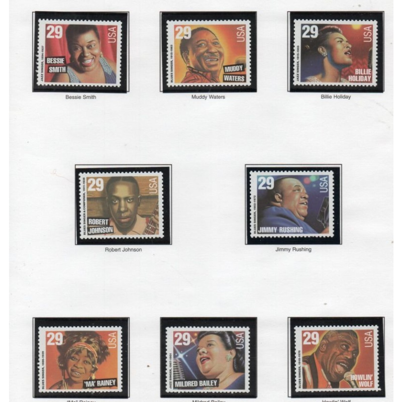 United States Sc 2854-61  1994 Blues & Jazz Singers stamp set mint NH